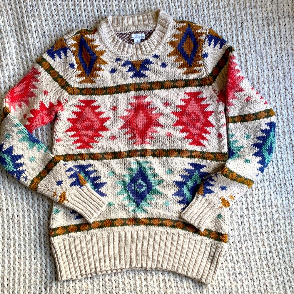 LL Bean Signature Thick Argyle Sweater